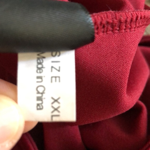 Brick red vintage inspired skirt with cinch front and decorative buttons XXL - Picture 6 of 8